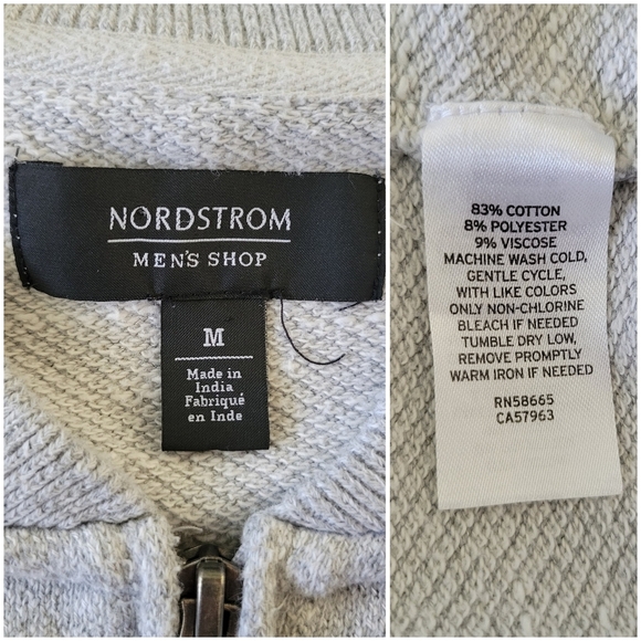 Nordstrom Men's Shop 1/4 Zip Knit Cotton Blend Pullover Sweater Size M Lt Gray - Picture 4 of 8